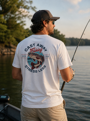 Cast Away Fishing Stress Less | Mental Health Awareness T-Shirt